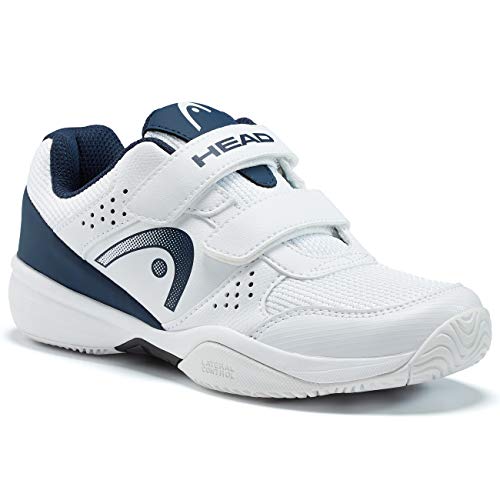 HEAD Unisex de Youth Sprint Velcro 2.5 Kids Zapatillas de Tenis, Zapatos de Tenis, 275219-K05, Color Blanco y Azul Oscuro, 28 EU