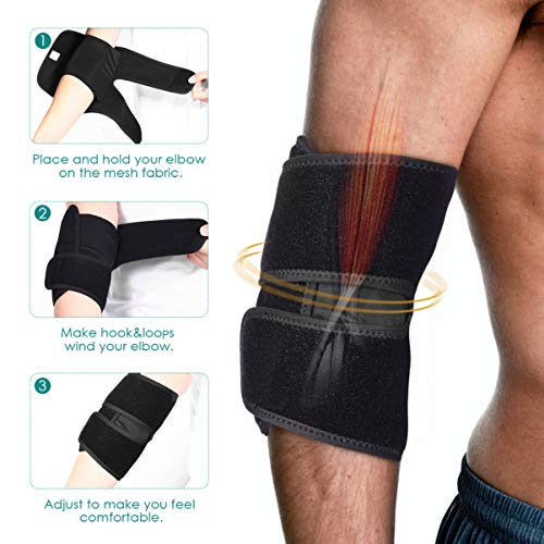 Healifty Codera Deportiva - Ajustable Codo de Tenista Codera, Soporte para Codo, para Entrenamiento con Pesas, Brazo de Golfista, Balonmano, Alivio del Dolor de Tendones, Epicondilitis