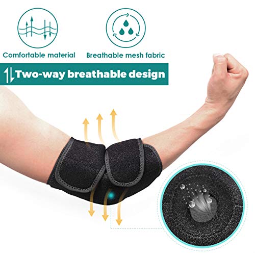 Healifty Codera Deportiva - Ajustable Codo de Tenista Codera, Soporte para Codo, para Entrenamiento con Pesas, Brazo de Golfista, Balonmano, Alivio del Dolor de Tendones, Epicondilitis