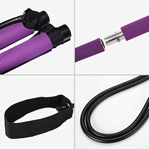 HEITIGN Kit de Barra de Pilates Portátil Banda de Resistencia Ejercicio de Yoga Palo de Pilates con Presilla para Yoga Estiramiento Esculpir Torcer Barra de Abdominales Rosa