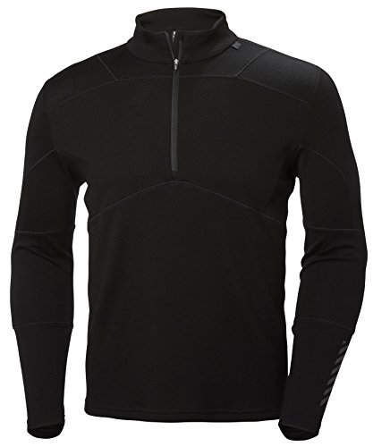 Helly Hansen HH LIFA 1/2 Zip Camiseta Técnica Lana Merino, Hombre, Negro, S