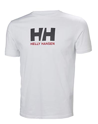 Helly Hansen T-Shirt Camiseta de Manga Corta Hecha de algodón, con Logo HH en el Pecho, Hombre, Blanco, XL