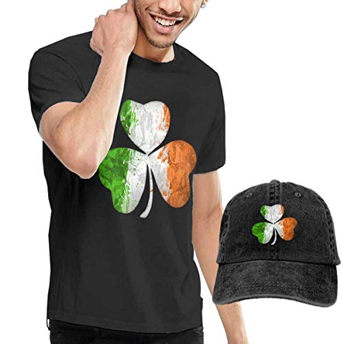 Henrnt Camiseta para Hombre, Irish Clover Tshirts Short Sleeve tee Denim Hat