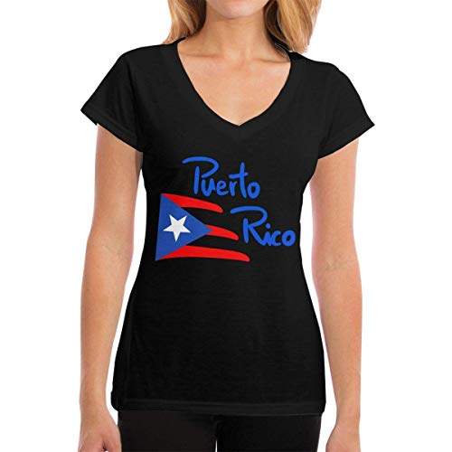 Henrnt Camiseta para Mujer,Top de Camiseta Puerto Rico Womens Fashion Short Sleeve V-Neck T-Shirt