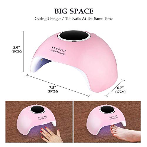 HEPAZ Lámpara Secador de Uñas,Lámpara LED UV Uñas 36W USB Profesional Gel Esmalte de Uñas Curado Luz Máquina con 3 Temporizador 30s 60s y 90s Pantalla LED Sensor Automático