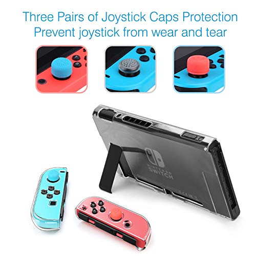 HEYSTOP Nintendo Switch Accesorio, Nintendo Switch Funda + Funda de Transporte para Nintendo Switch + Nintendo Switch Protector de Pantalla + Apretones de Pulgar