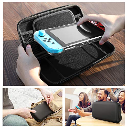 HEYSTOP Nintendo Switch Accesorio, Nintendo Switch Funda + Funda de Transporte para Nintendo Switch + Nintendo Switch Protector de Pantalla + Apretones de Pulgar