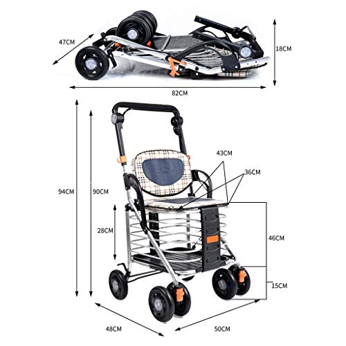 HFJKD Racks Stands Plant Containers ayudas de Movilidad para Personas Mayores Carritos de la Compra carritos portátiles Plegables carritos de la Compra de Cuatro Ruedas Las Personas Mayo