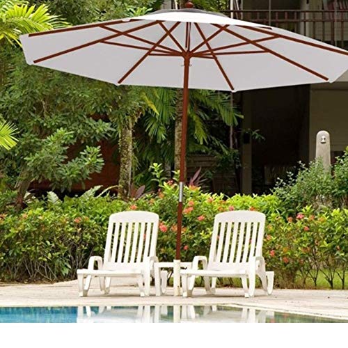 HH- Sombrillas Sombrilla de Jardín de 2,7 M con Poste Inclinable de Madera, Sombrillas de Exterior para Patio de Piscina de Playa con Sistema de Polea UV30 +, Fácil de Montar