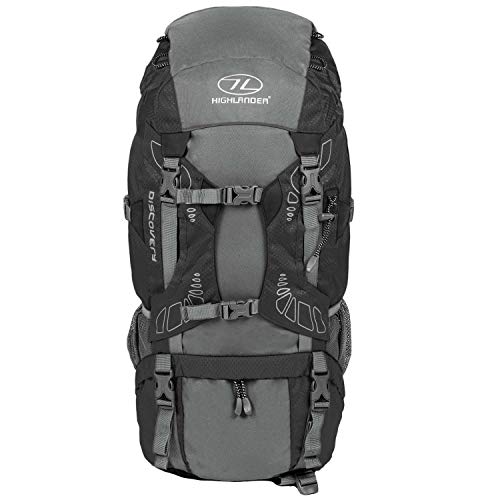 Highlander Discovery RUC180-BK - Mochila de senderismo, Negro/ Gris, 45 L