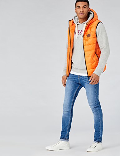 HIKARO Chaleco de Plumas con Capucha Hombre, Naranja (Orange), 52 (Talla del fabricante: Large)