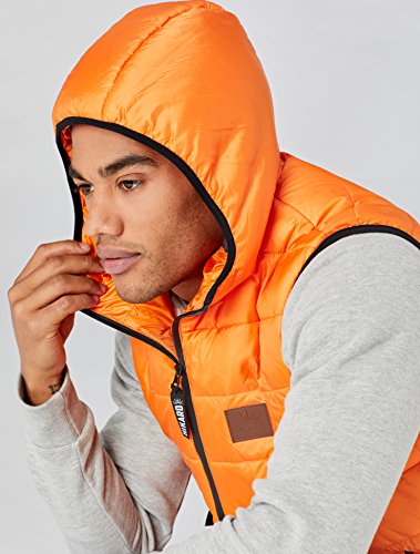 HIKARO Chaleco de Plumas con Capucha Hombre, Naranja (Orange), 52 (Talla del fabricante: Large)