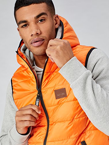 HIKARO Chaleco de Plumas con Capucha Hombre, Naranja (Orange), 52 (Talla del fabricante: Large)