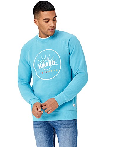 HIKARO Sudadera con Print Hombre, Azul (Aqua), 52 (Talla del fabricante: Large)