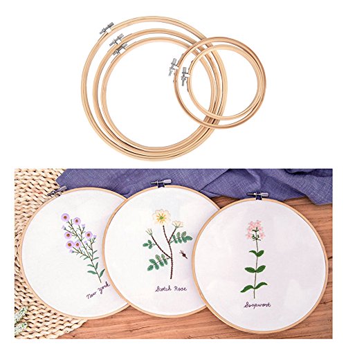 Hilos de Bordar 134 Kit, Kit Inicio de Bordado, Hisome Kit de Herramienta de Punto de Cruz, 5 Pcs Aros de Bambú, 100 Hilos de Colores, 12 x 18 Pulgadas Set de 14 Agujas y Reserva Clásica Aida y Agujas