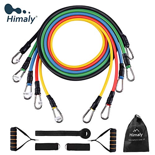 Himaly Bandas Ejercicio, Banda Elástica de Resistencia Juego de 5 Cintas Elásticas Set Cintas Elásticas Fitness Para Yoga, CrossFit, Pilates Fuerza, Movilidad, Entrenamiento Gimnasio 5 PCS