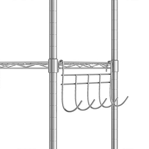 Himimi Estantería Estantería de Cocina Estantería en Metal con Ganchos Laterales de Cromado 54 x 29 x 160 cm,Plata