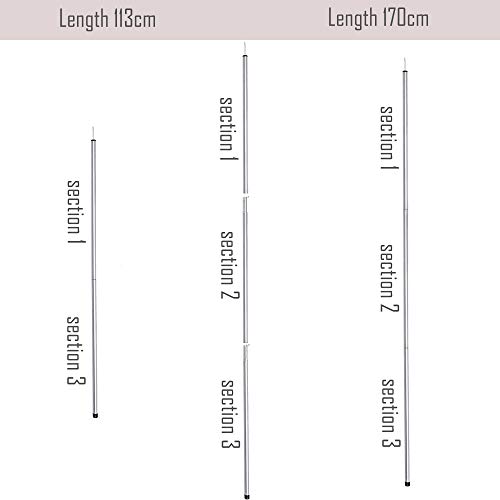 Hipier Barra de Carpa Tarp Varilla para Toldo Alacena Canopy Porche Sun Sails Palos Camping Ajustable Conjunto de 2 (Palos)