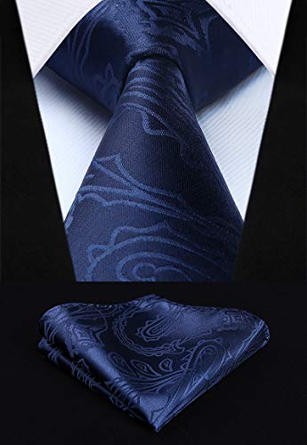 HISDERN Chaleco y Corbata de Jacquard Floral Paisley Clasico para Hombre y Traje de Chaleco Cuadrado de Bolsillo