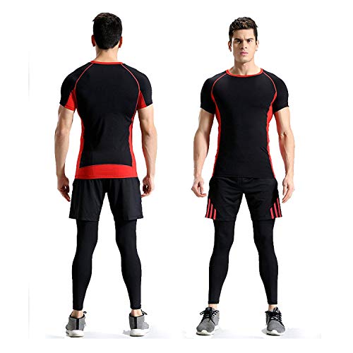 Hivexagon Camisetas de Fitness Compresión Ropa Deportiva Manga Corta Hombre para Gimnasio Ejercicio SM100REM