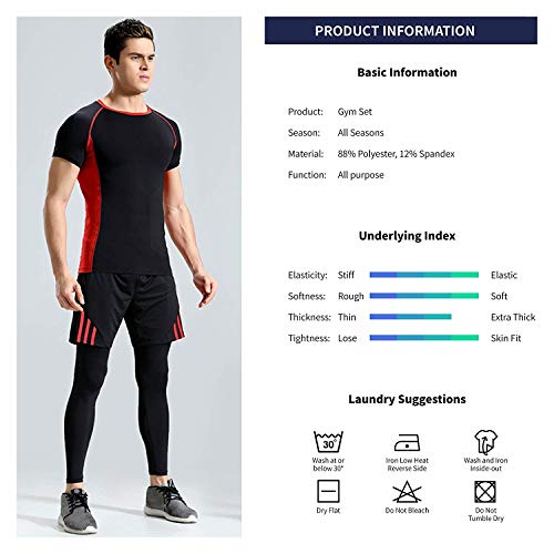 Hivexagon Camisetas de Fitness Compresión Ropa Deportiva Manga Corta Hombre para Gimnasio Ejercicio SM100REM
