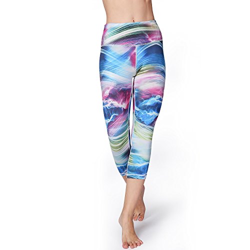 Hivexagon Pantalón Capri para Mujer Vivid Leggings Elásticos con Estampado Medias de Correr para Deportes Fitness Yoga Gym Training SW002