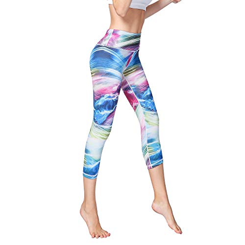 Hivexagon Pantalón Capri para Mujer Vivid Leggings Elásticos con Estampado Medias de Correr para Deportes Fitness Yoga Gym Training SW002