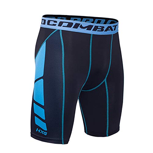 Hivexagon Pantalones Cortos de Compresión de Media Pierna para Deportes, Correr y Entrenamiento de Gimnasio SM008BUM