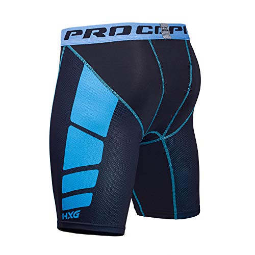 Hivexagon Pantalones Cortos de Compresión de Media Pierna para Deportes, Correr y Entrenamiento de Gimnasio SM008BUM