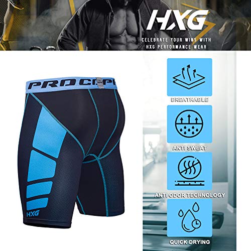 Hivexagon Pantalones Cortos de Compresión de Media Pierna para Deportes, Correr y Entrenamiento de Gimnasio SM008BUM