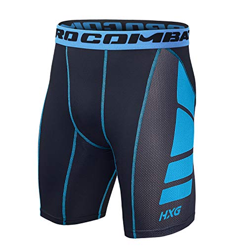 Hivexagon Pantalones Cortos de Compresión de Media Pierna para Deportes, Correr y Entrenamiento de Gimnasio SM008BUM