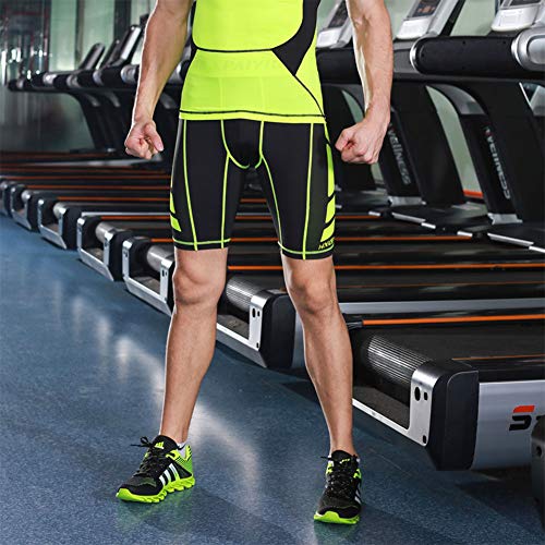 Hivexagon Pantalones Cortos de Compresión de Media Pierna para Deportes, Correr y Entrenamiento de Gimnasio SM008GNL