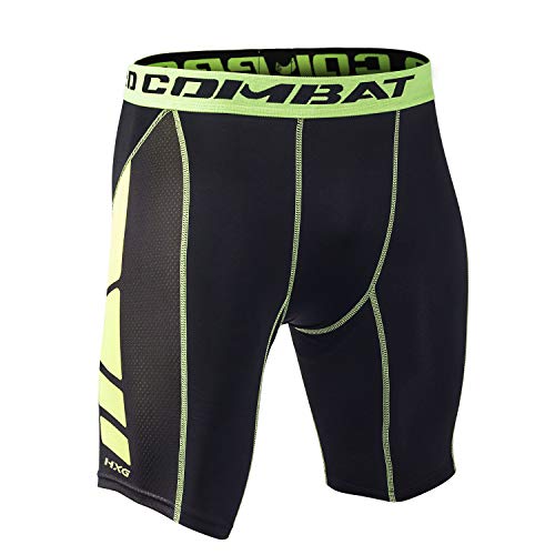 Hivexagon Pantalones Cortos de Compresión de Media Pierna para Deportes, Correr y Entrenamiento de Gimnasio SM008GNM