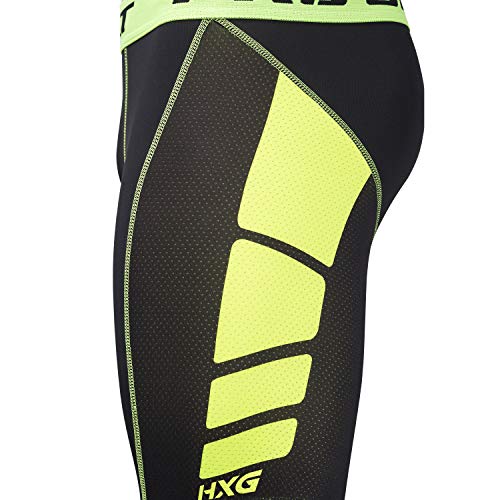 Hivexagon Pantalones Cortos de Compresión de Media Pierna para Deportes, Correr y Entrenamiento de Gimnasio SM008GNM