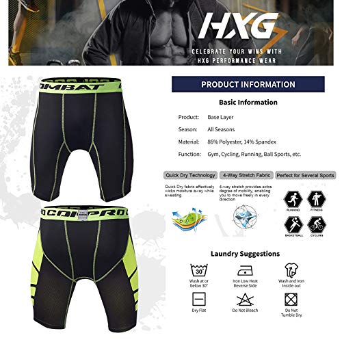 Hivexagon Pantalones Cortos de Compresión de Media Pierna para Deportes, Correr y Entrenamiento de Gimnasio SM008GNM