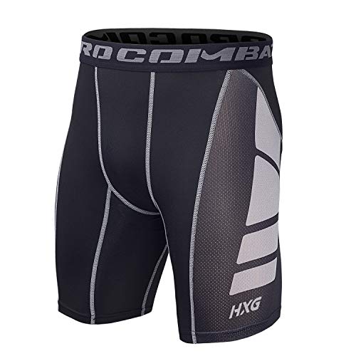 Hivexagon Pantalones Cortos de Compresión de Media Pierna para Deportes, Correr y Entrenamiento de Gimnasio SM008GYL