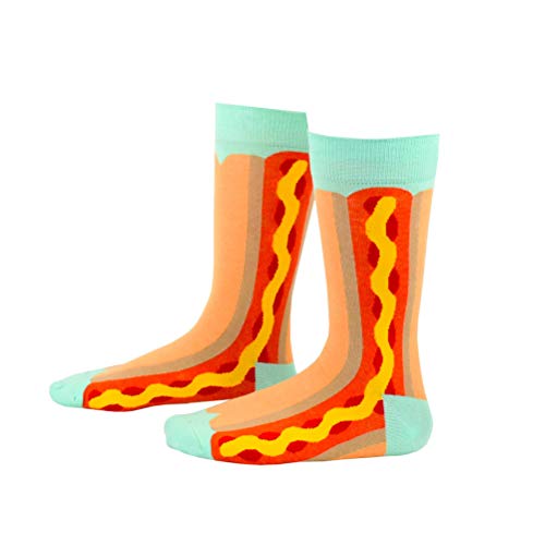 HIWEAR Vestido para hombre Colorido Diseño divertido Comodidad peinada Algodón Crew Pack de calcetines (Design-mix1)