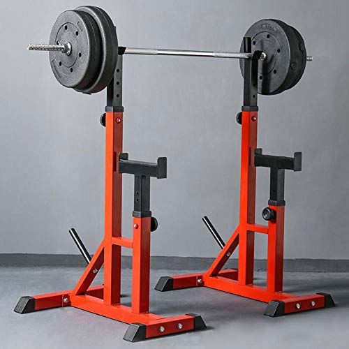 HJHYE Estante de Barra con Pesas Ajustable, Ajustables Multifuncional Barra Pesas Estante Barra con Press Banca, Multifuncional Barra para Sentadillas, Carga Máx 250kg