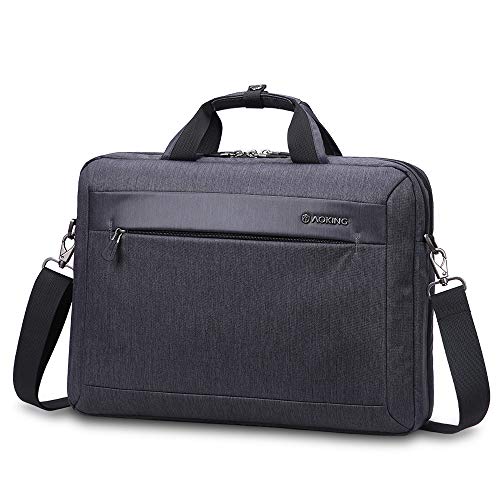 HJUN La Mochila para computadora portátil, maletín Diagonal con maletín para Negocios de 15.6 Pulgadas, maletín para computadora portátil con Negro y Gris Puede Elegir,Black