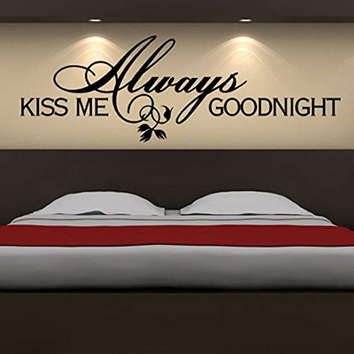 HNXDP Bésame siempre buenas noches refranes dulces y románticos etiqueta de la pared decorativa dormitorio pvc extraíble letras fondo de pantalla 59cmx20cm