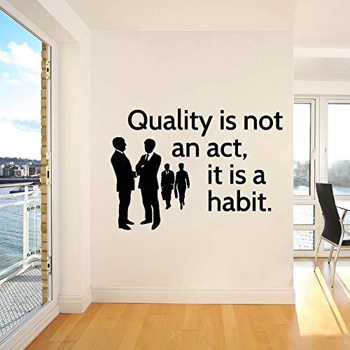 HNXDP Office Inspiration Quote Wall Sticker La calidad no es un acto Es un hábito Letras Palabras Vinilo Wall Decal Colega Decoración 57cmX40cm