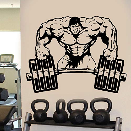 HNXDP Wall Decal Room Sticker Gimnasio Pesas Culturismo Muscle Man Crossfit E655 74x57cm