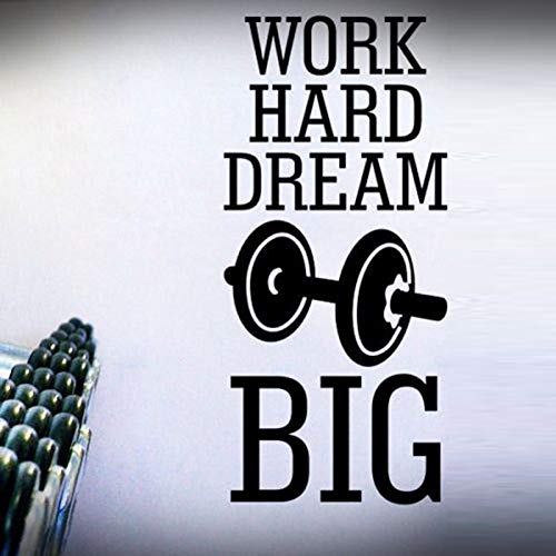 HNXDP Work Hard Dream Big Letters Pegatinas de pared para fondo de fitness Calcomanías de patrones de moda Sala de deporte Murales de arte 56X128cm