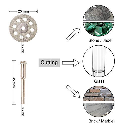 Hojas de Sierra Circular Set, ZFYQ Mini Disco Corte Diamante & Mini Hoja de Sierra Circular HSS & Mini Disco de Corte de Resina (3mm Mandril) para Cortar Madera Piedra Metal - Paquete de 30 Piezas