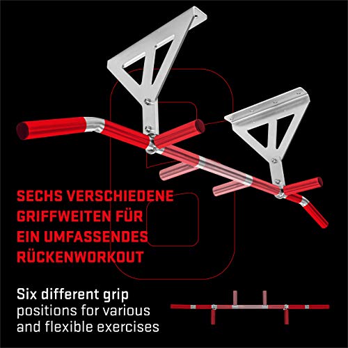 Hold Strong Fitness - Sujeción Fuerte, Techo Montado Pull-up Bar con 6 Posiciones de Agarre, Acero Inoxidable