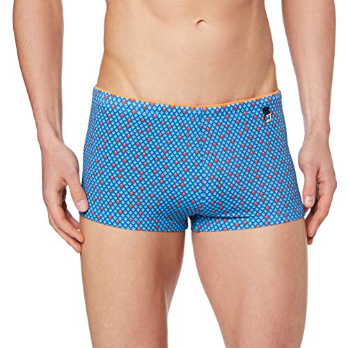 HOM Bora Swim Shorts Bóxer, Azul (Micro Motif Géométrique/Marine/Bleu/Orange Et Rose 00bi), X-Large para Hombre