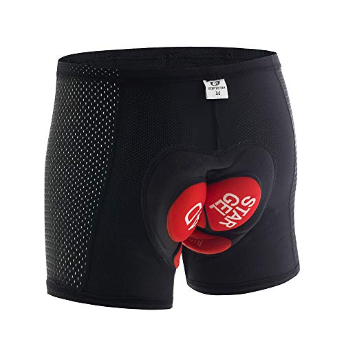 Hombre Bicicleta Ciclismo Ropa Interior Pantalones Cortos, 4D Gel Acolchado, lástica, Ligera y Transpirable, MTB Unisexo (Rojo, XXL)