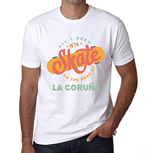 Hombre Camiseta Vintage T-Shirt Gráfico On The Road of La Coruña Blanco