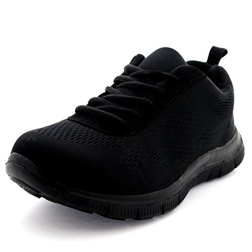 Hombre Get Fit Malla El Correr Entrenadore Atlético para Caminar Zapato - Negro/Negro - 43 BT0047