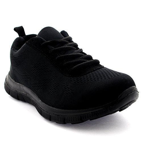 Hombre Get Fit Malla El Correr Entrenadore Atlético para Caminar Zapato - Negro/Negro - 43 BT0047